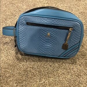 Blue Embossed Snake Print Toiletry Bag- Tote&Carry
